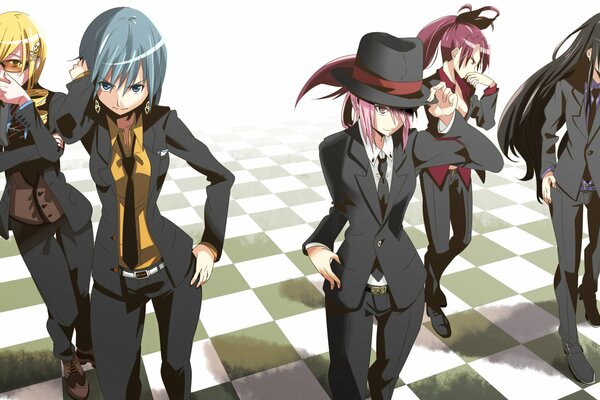 Madoka Magika in a suit and tie