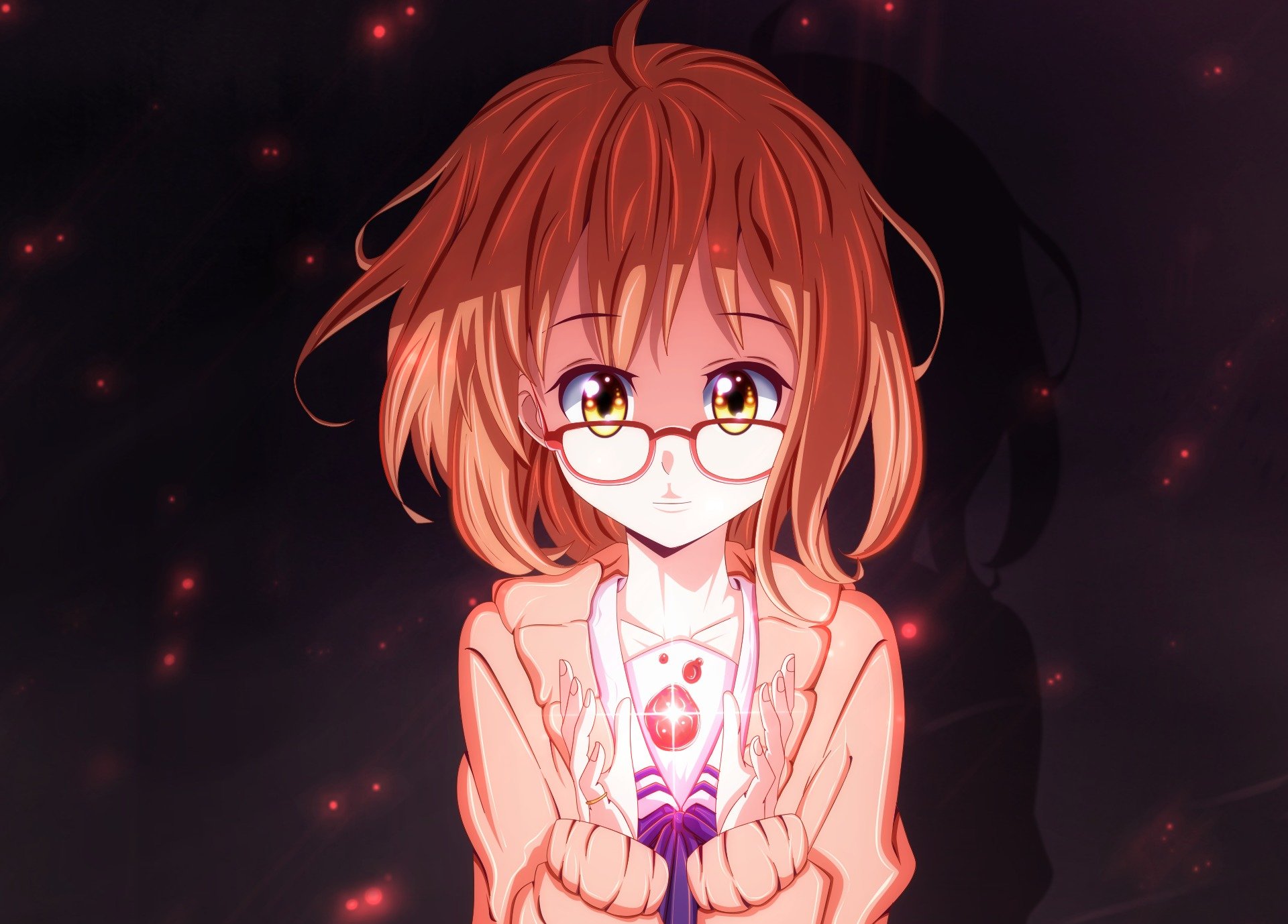 kunst nuclearagent anime kein kyoukai kein seil kuriyama mirai jenseits mädchen brille magie