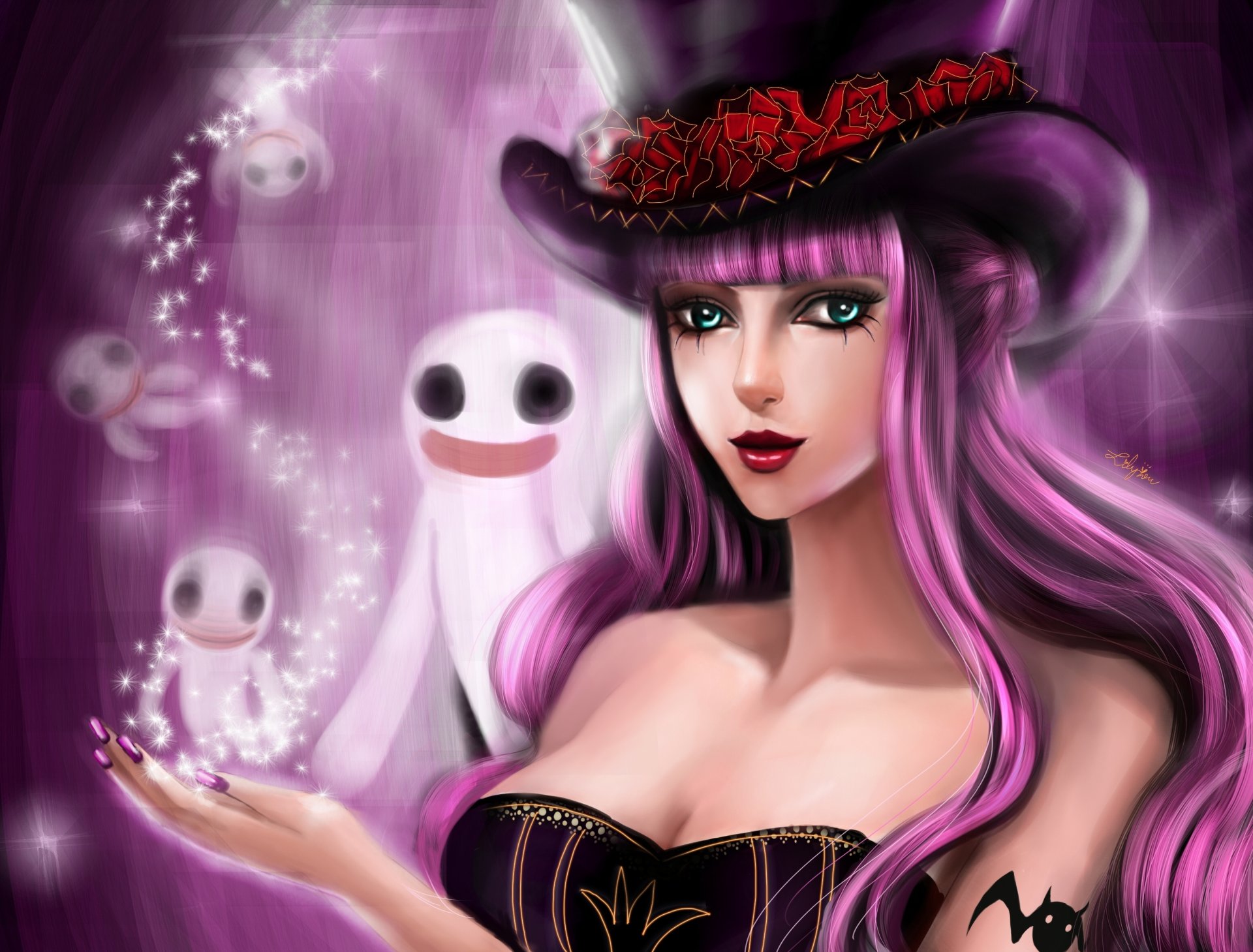 arte lilyzou anime una pieza perona chica big kush fantasmas tatuaje sombrero