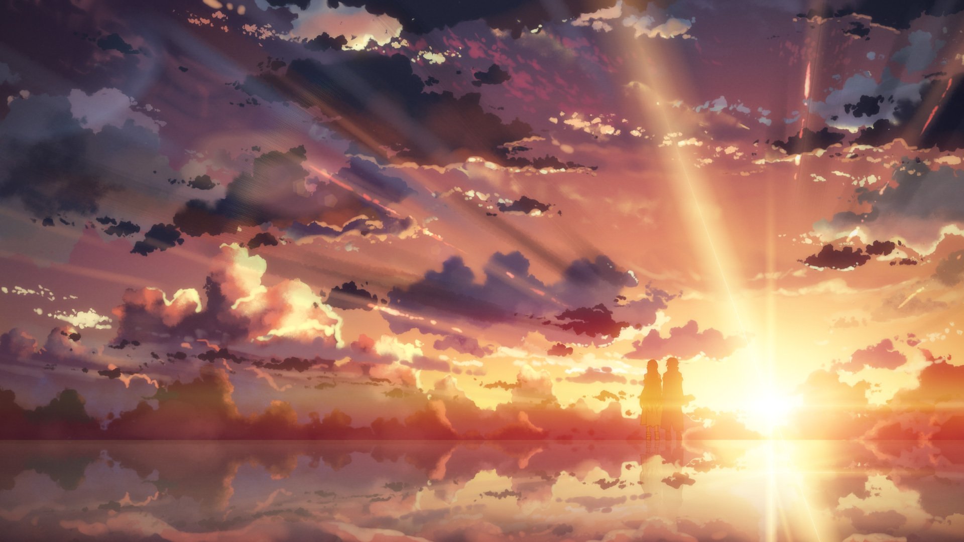 art yuuki tatsuya anime sword art online character yuuki asuna kirigaya kazuto girl guy sunset sky clouds sun reflection water