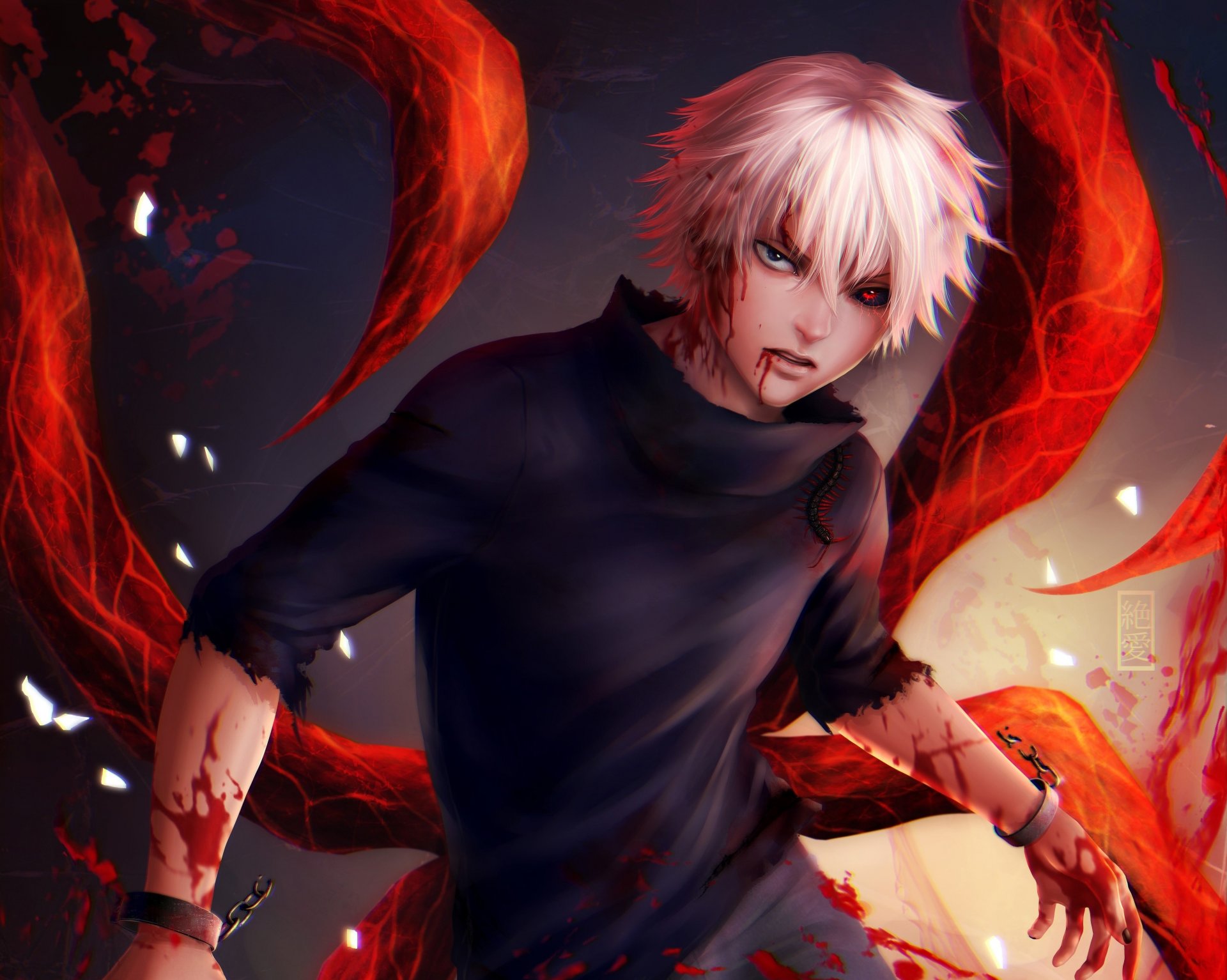 arte zetsuai89 novio kaneki ken vista ojo garra sangre esposas ciempiés tokio ghoul