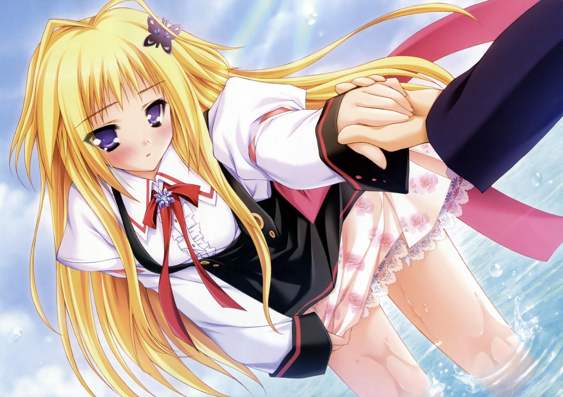 anime art tayutama-baiser sur ma divinité kisaragi mifuyu fille blonde embarras eau