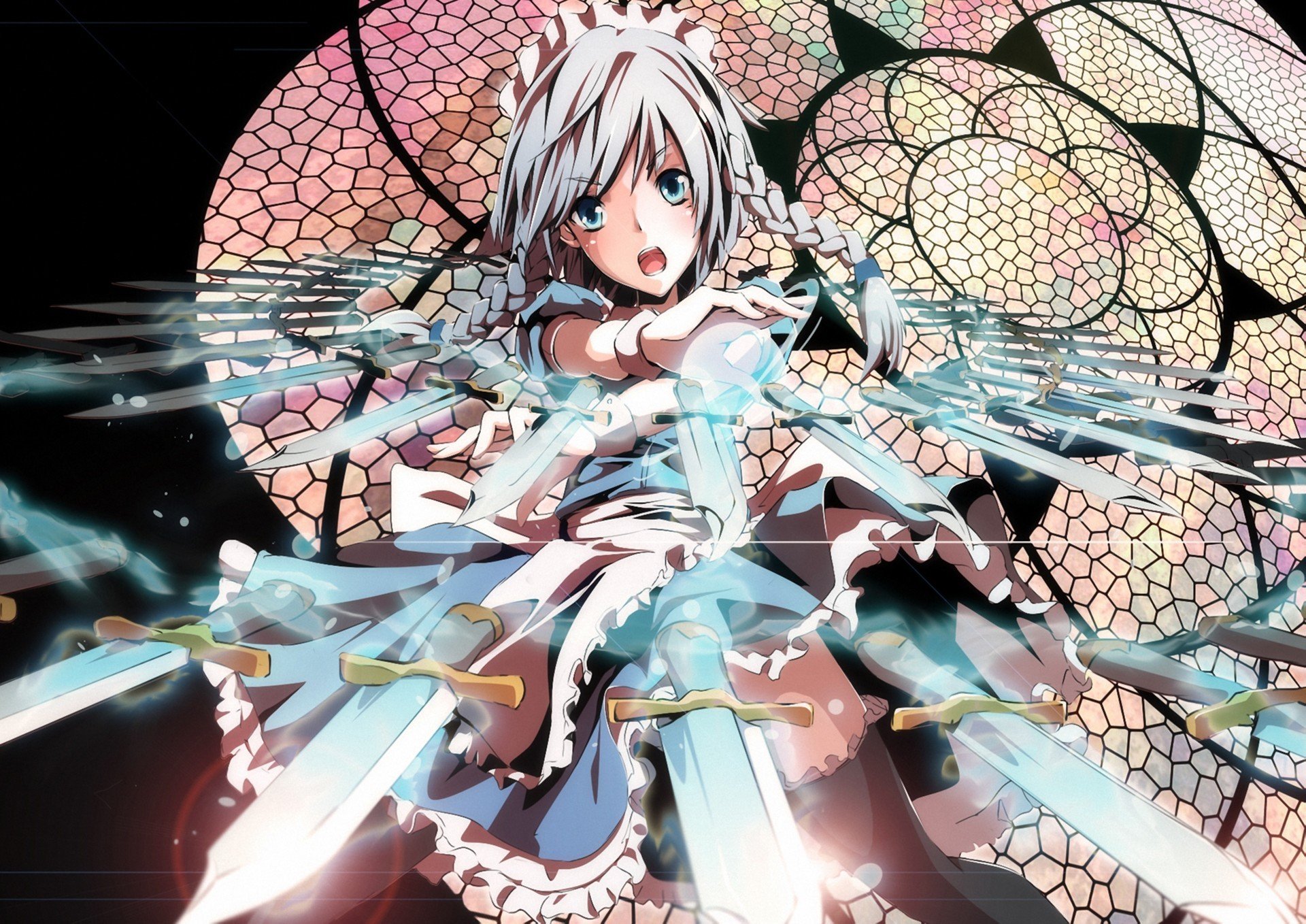 art merontomari touhou izayoi sakuya girl knives throw weapon