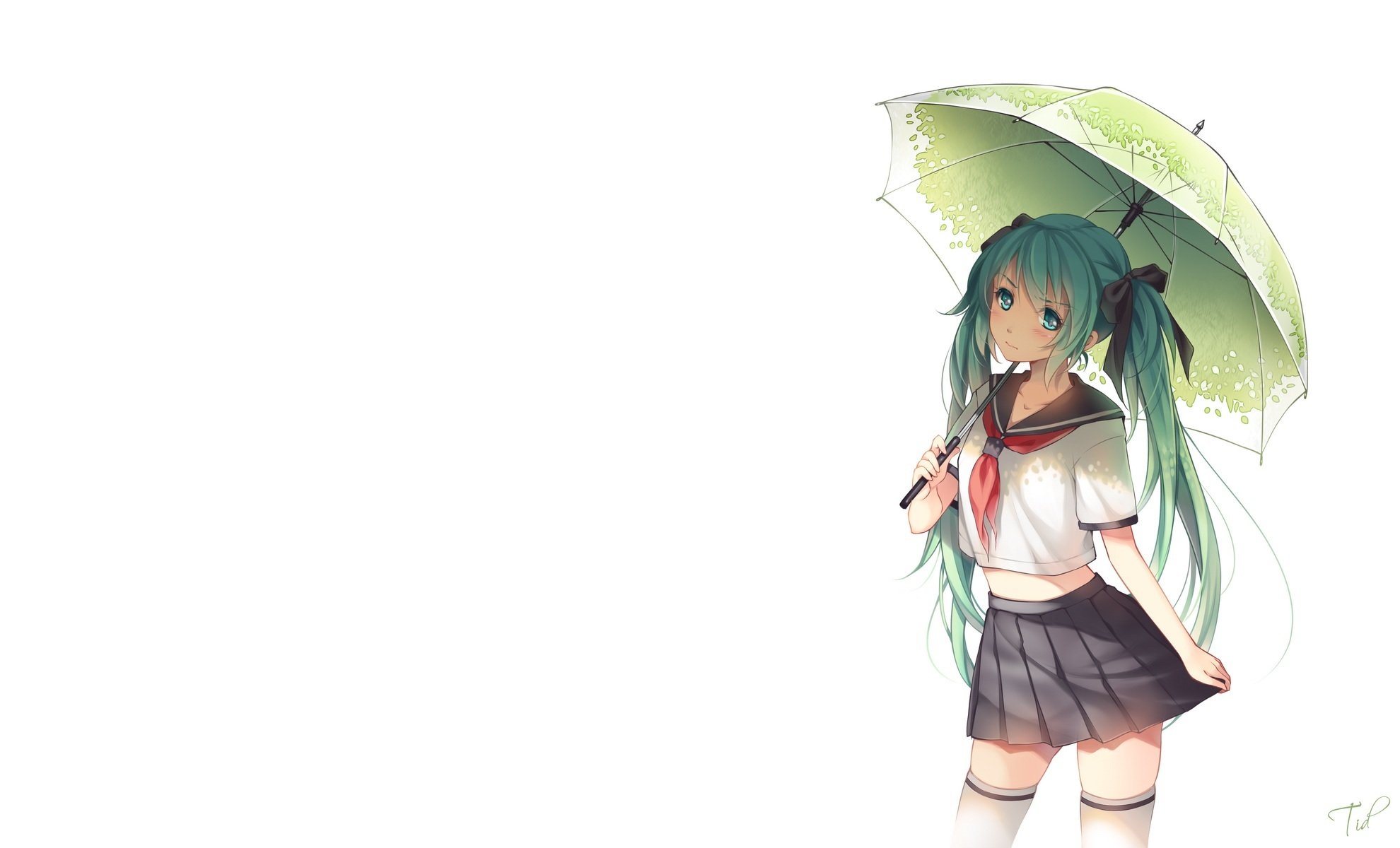 kunst tidsean vocaloid mädchen hatsune miku regenschirm vocaloid schulmädchen uniform bogen