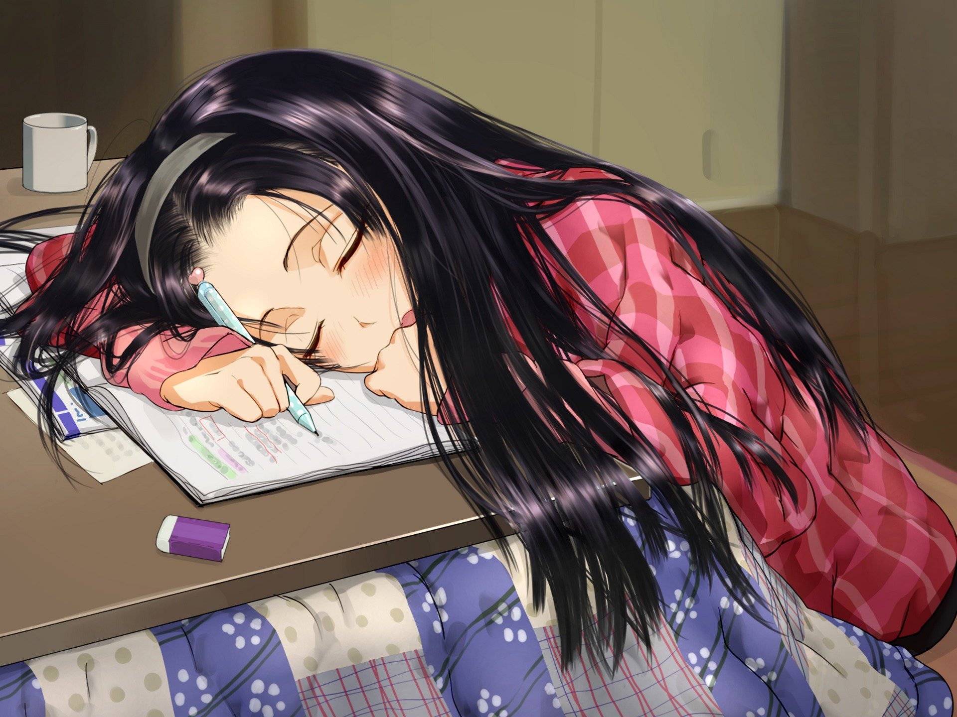 art sakura ani fille dormir stylo cahier plaid tasse gomme cerceau anime