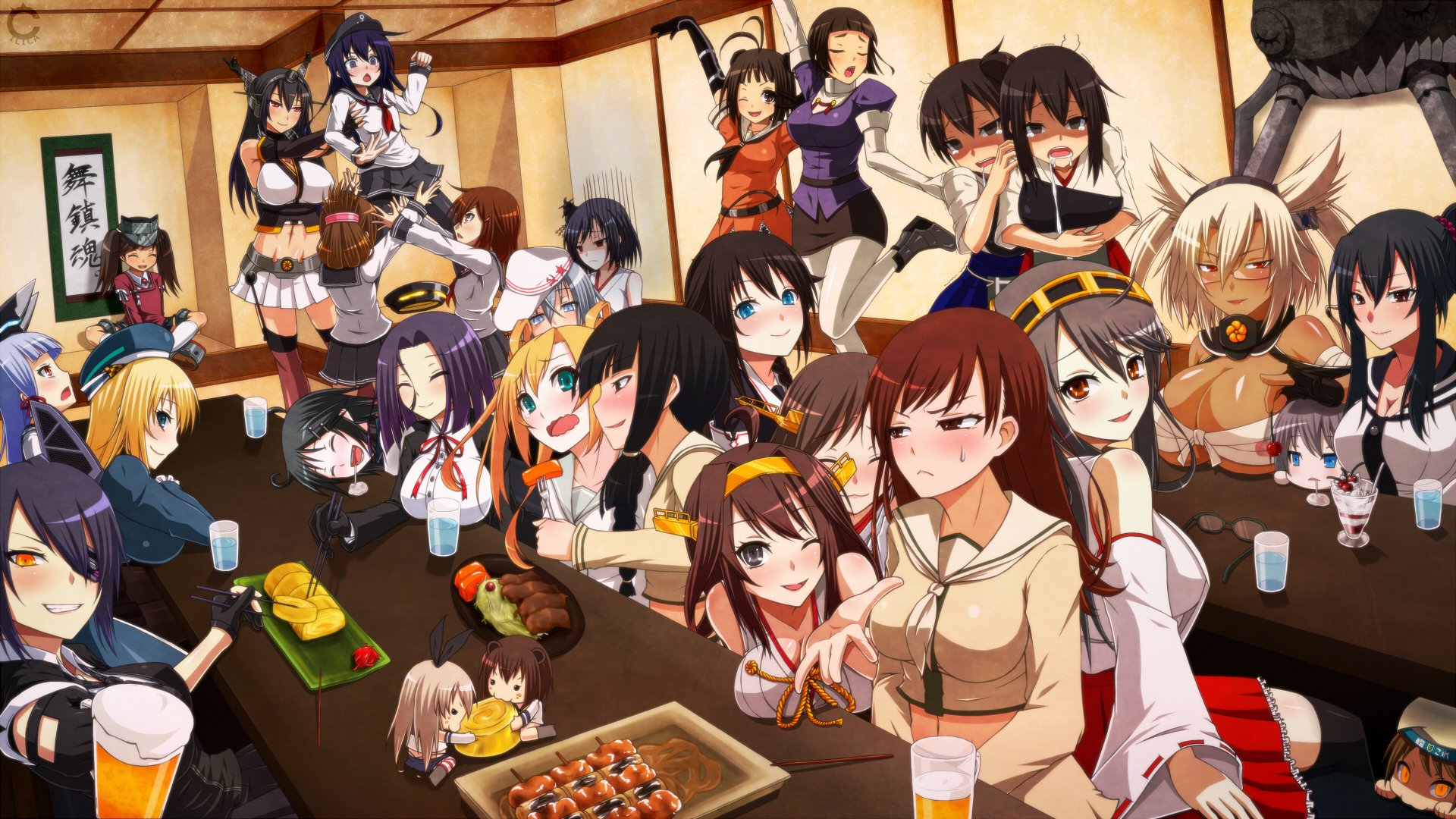 kantai collection shimakaze destroyer kongou battleship haruna battleship atago heavy cruiser wo-class aircraft carrier tenryuu light cruiser hibiki destroyer nagato battleship kaga aircraft carrier tatsuta light cruiser hiei battleship inazuma destroyer