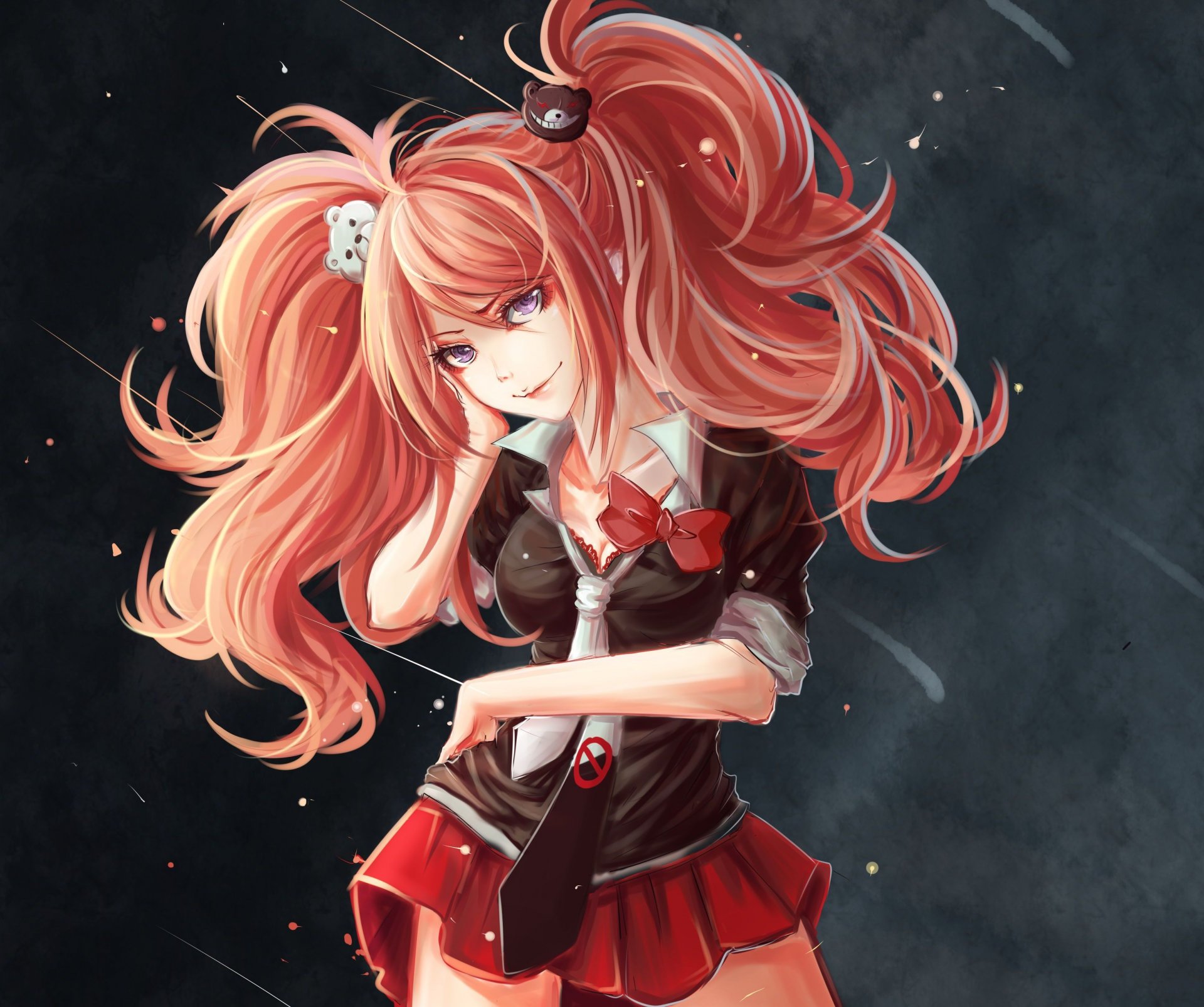 art nekoshonen girl enoshima junko view smile form background danganronpa