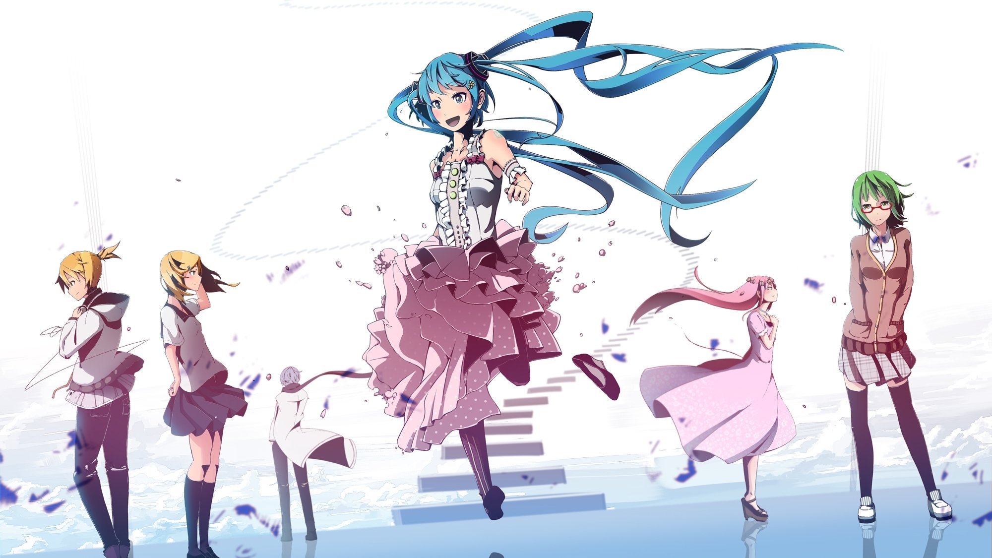 art hazfirst vocaloid gumi hatsune miku kagamine len kagamine rin kaito megurine luka girls guys vocaloid step