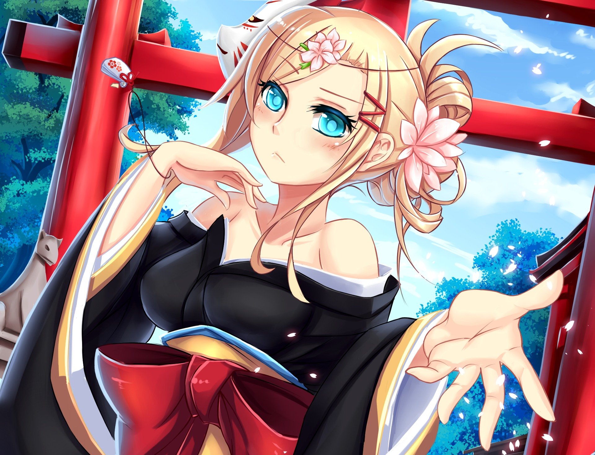 art fille annie leonard regard embarras geste yukata masque sakura shingeki kyojin