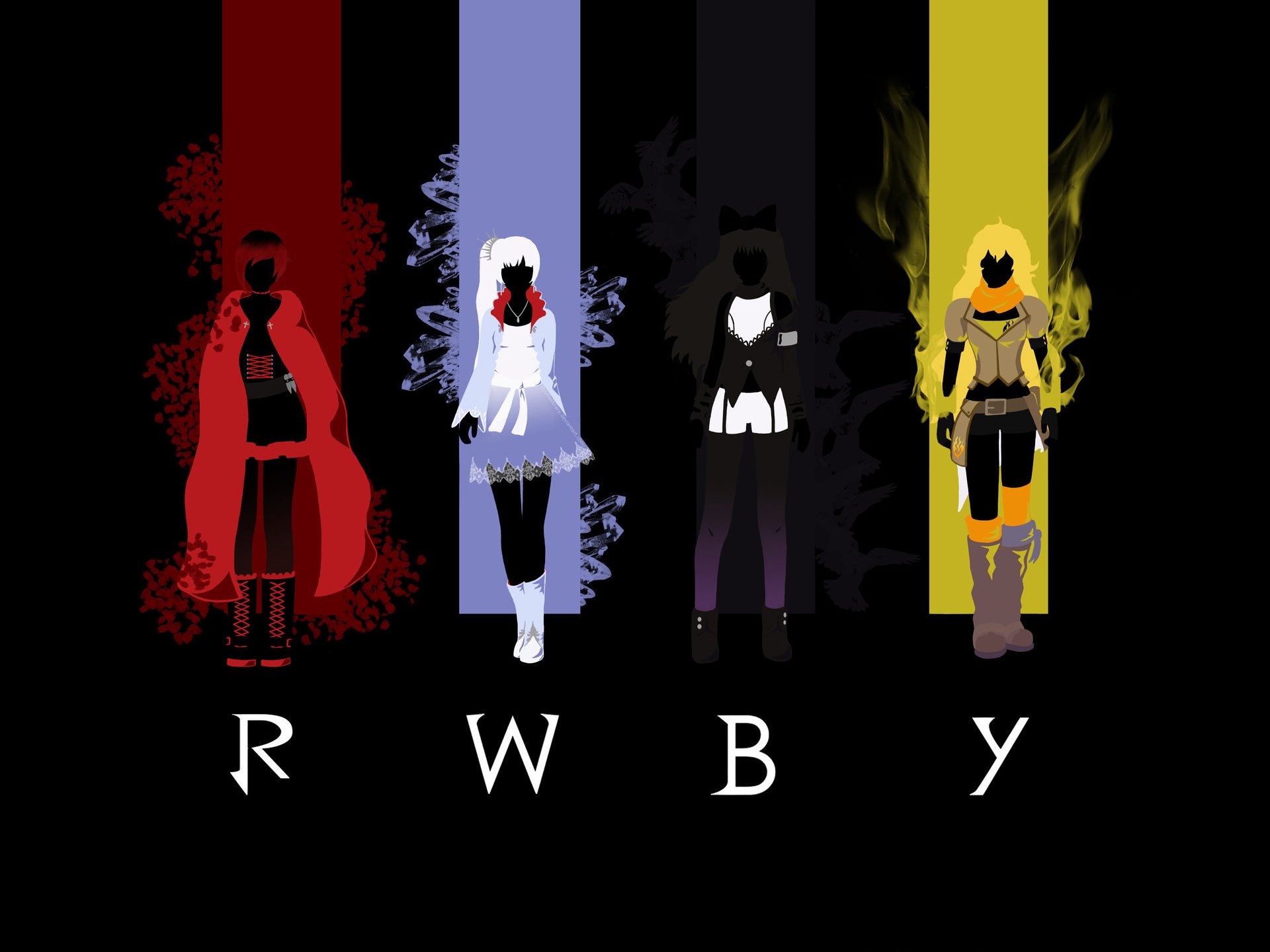 anime art dziewczyny styl thothslibrary monty umysł montyoum czerwony biały czarny żółty ruby rose weiss schnee blake belladonna yang xiao długo