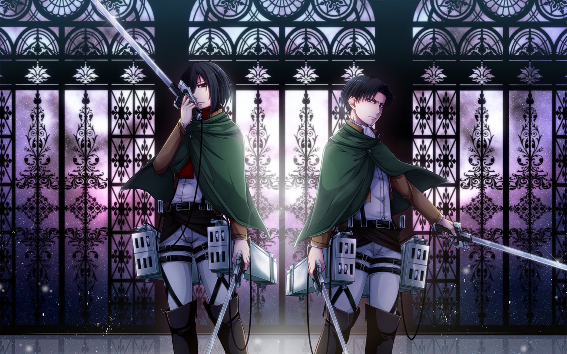 ataque en titán no shingeki no kyojin mikasa ackerman rivaille levi chico chica dos arma