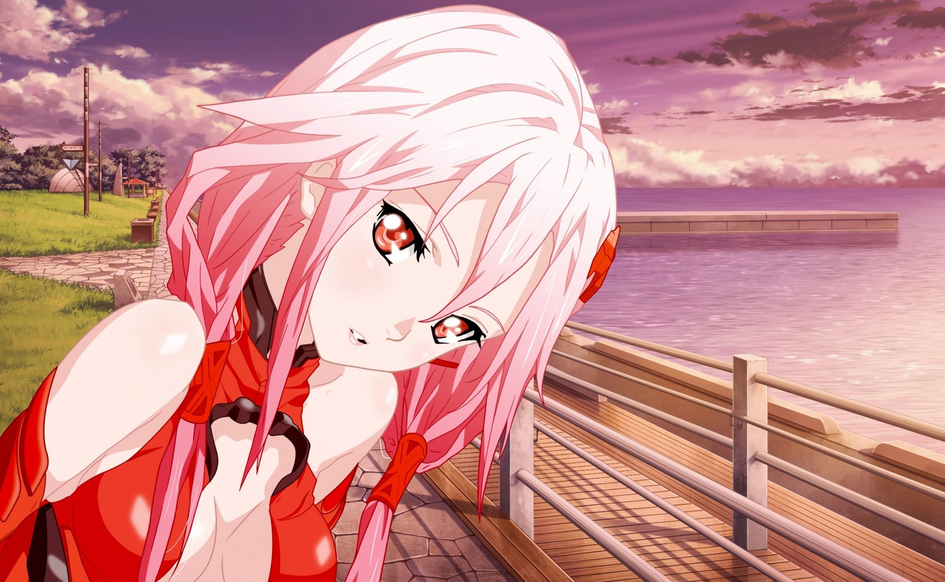 art mizuki shion couronne coupable yuzuriha inori fille côte mer jetée