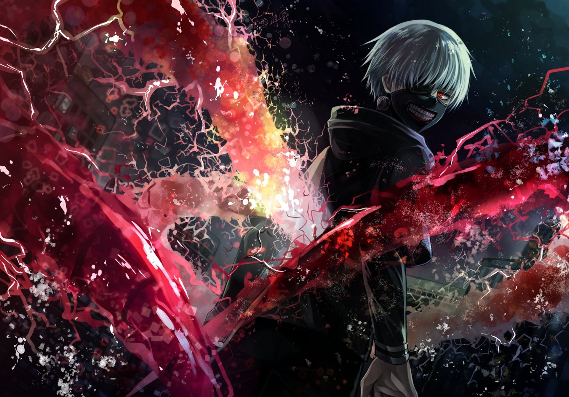 art angel31424 anime tokio ghul kaneki ken facet maska magia dom zęby