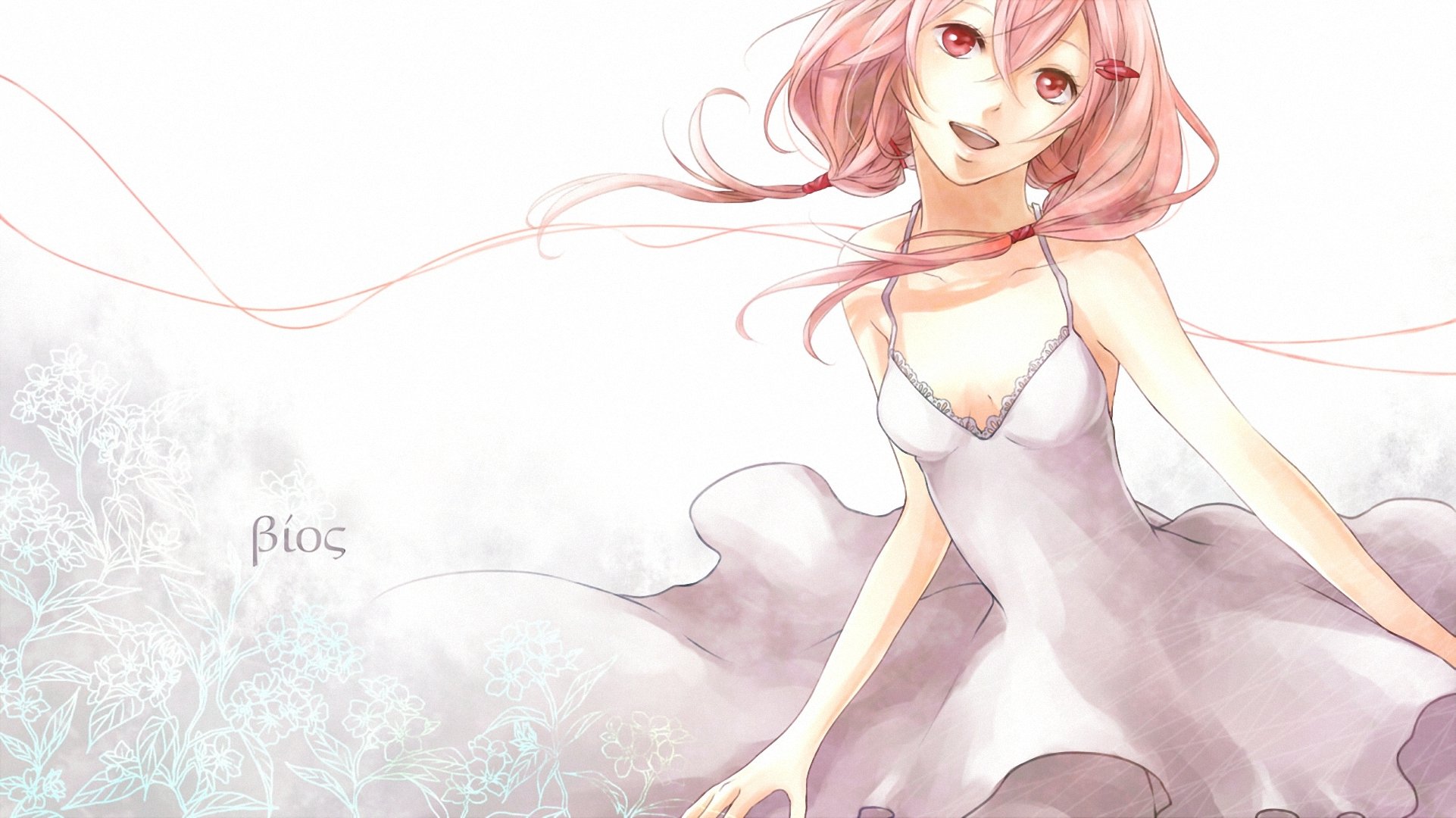 arte yoma corona culpable yuzuriha inori chica pelo rosa fondo vestido