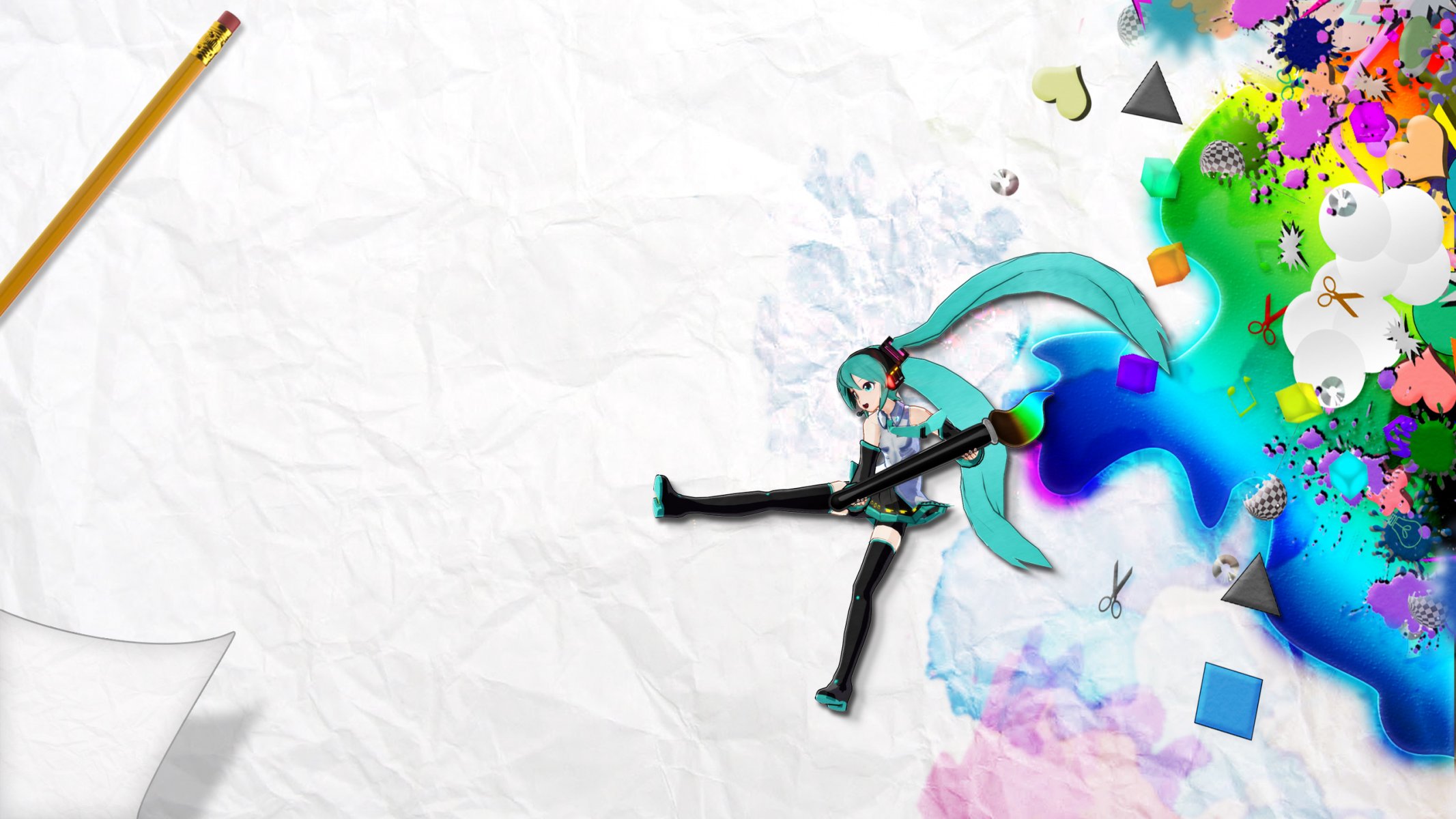 vocaloid hatsune miku papier bleistift pinsel farben zeichnungen