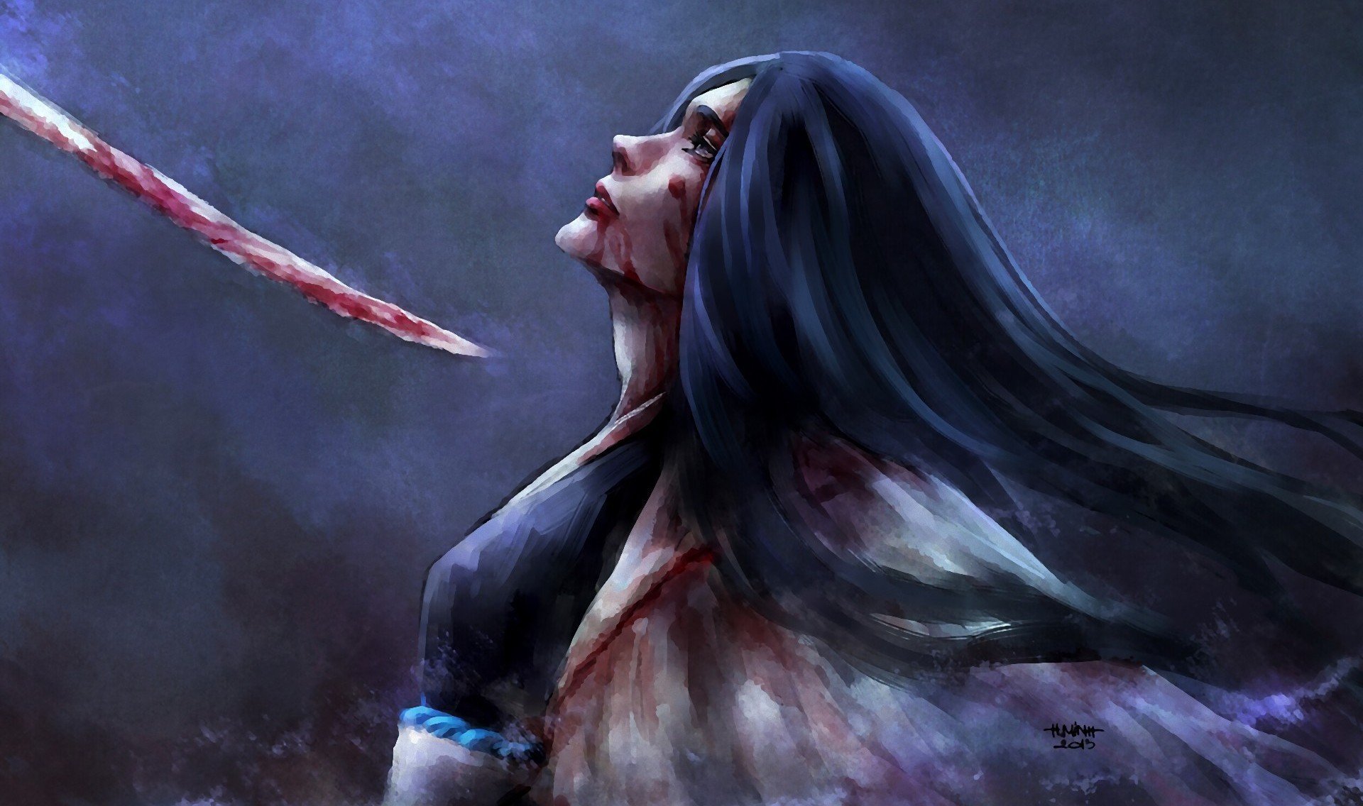 art nanfe girl unohana retsu despair blood sword cloak captain shinigami bleach bleach