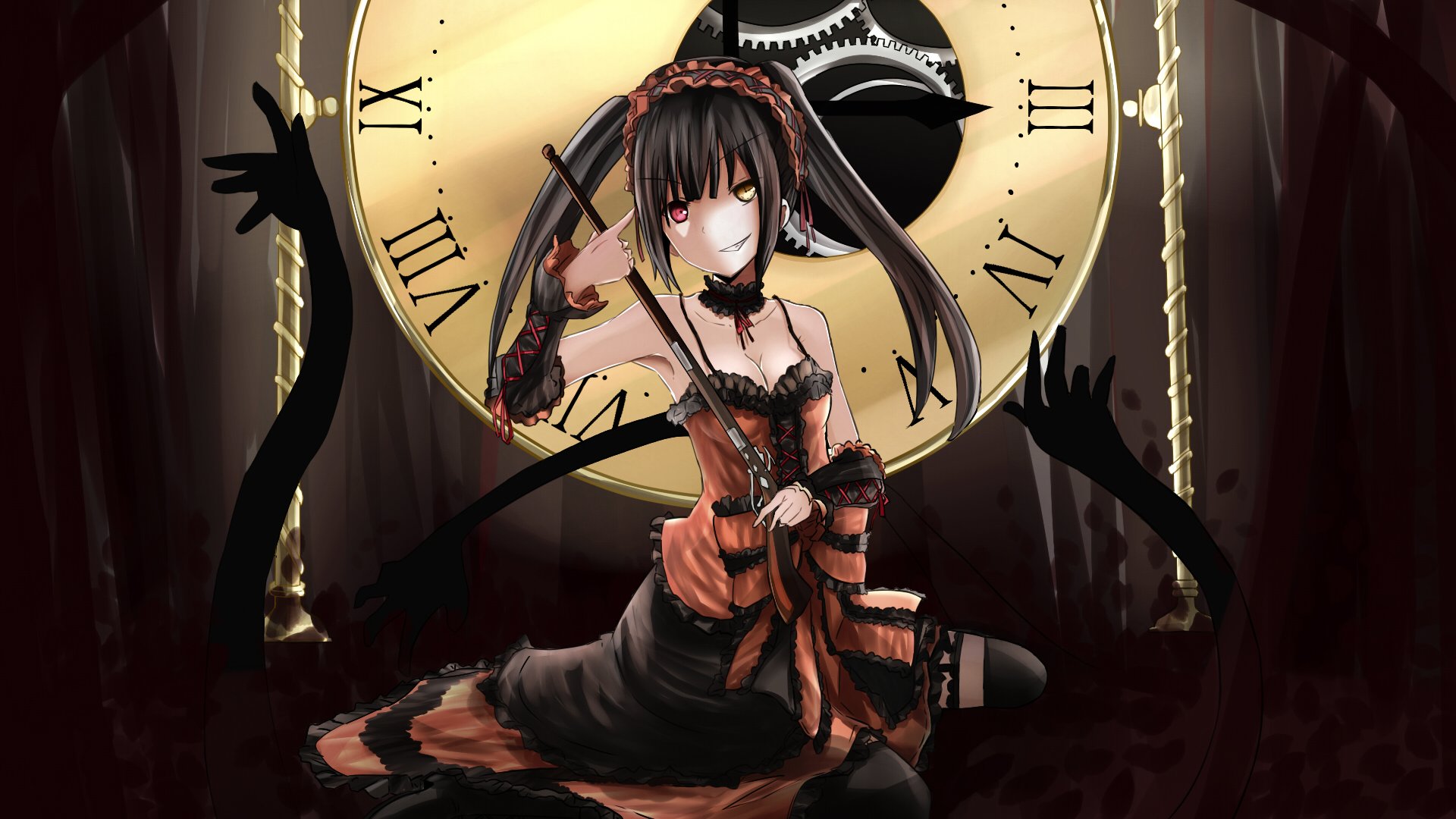 arte data reale tokisaki kurumi ragazza orologio magia meccanismo eterocromia arma