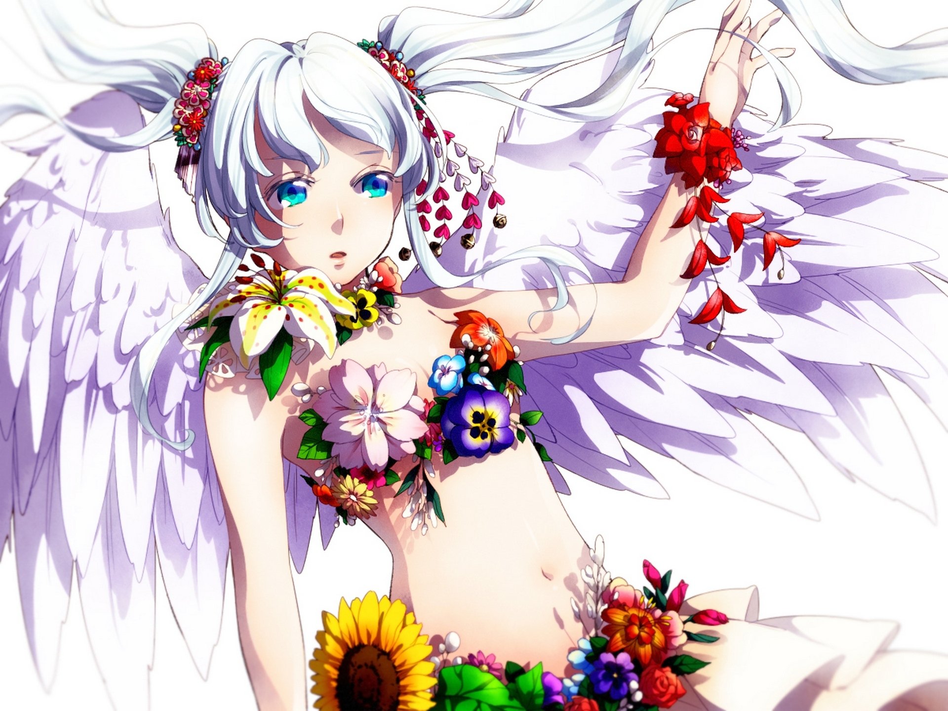 arte meo vocaloid hatsune miku ragazza fiori ali vocaloid angelo viola girasole