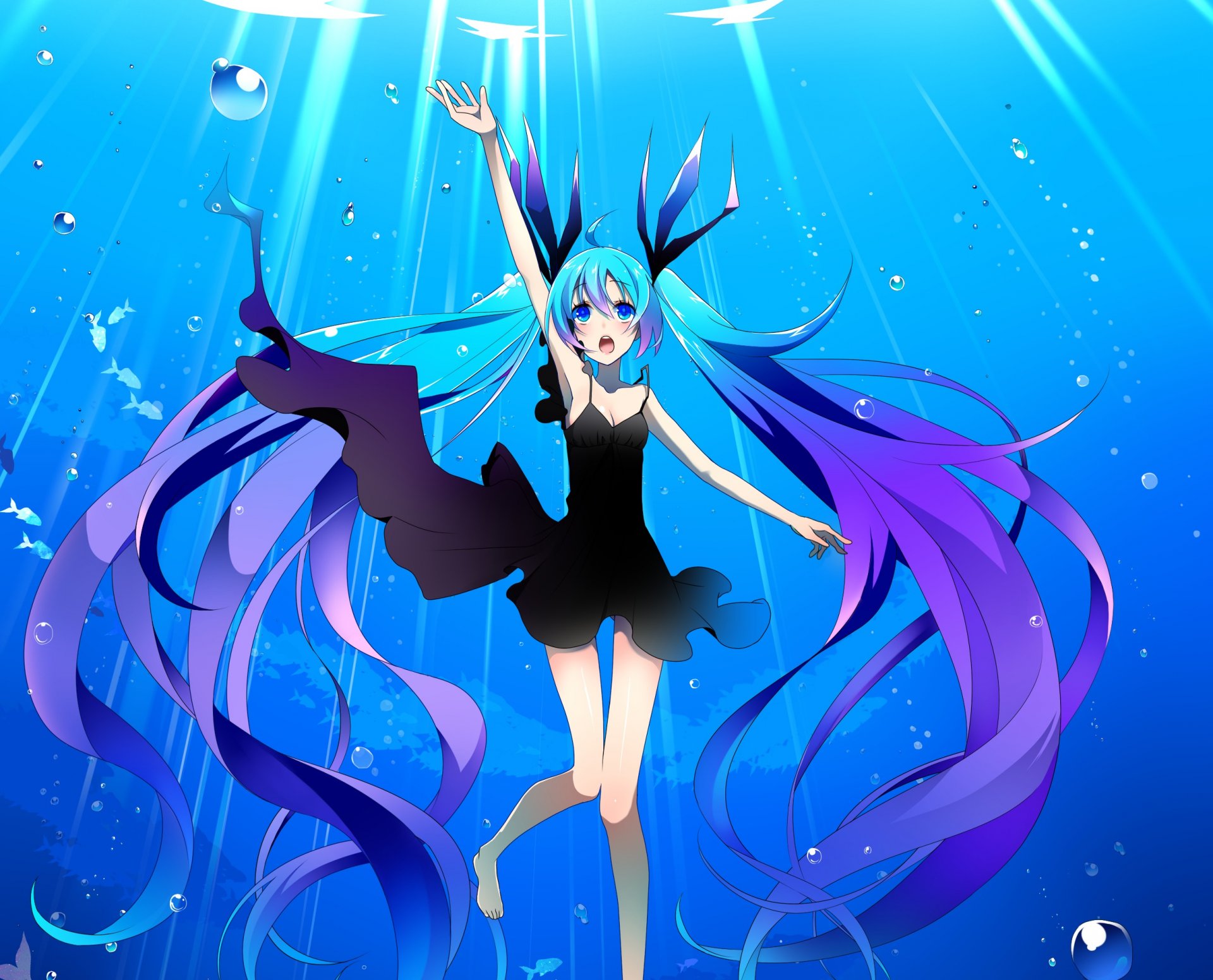 arte temari deae shinkai shoujo vocaloid vocaloid hatsune miku ragazza sott acqua bolle pesce