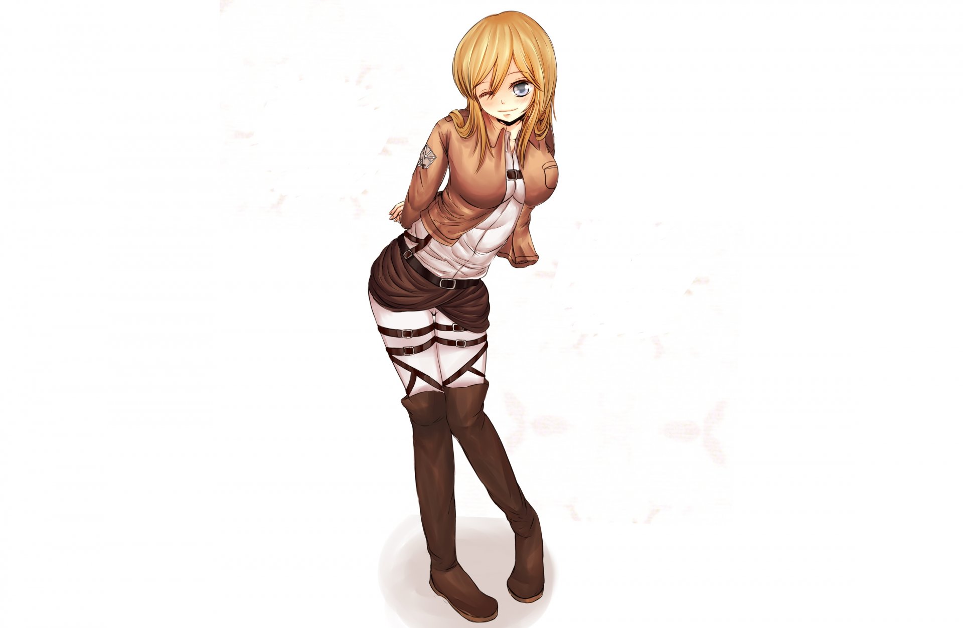 art girl christa renz view smile winks breasts form men white background shingeki no kyojin