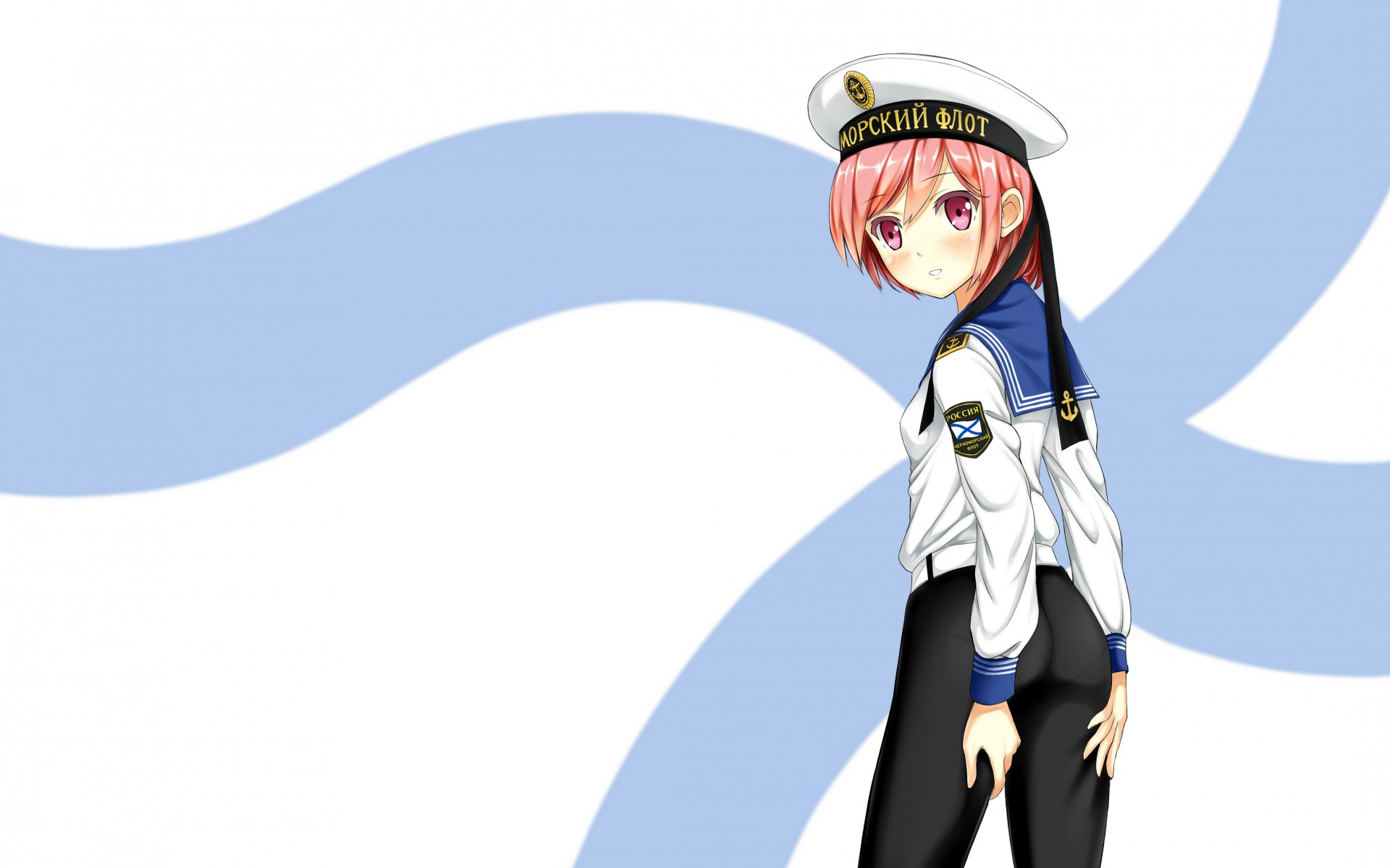 arte phanc002 marina ragazza marinaio uniforme flotta del mar nero bandiera di sant andrea anime