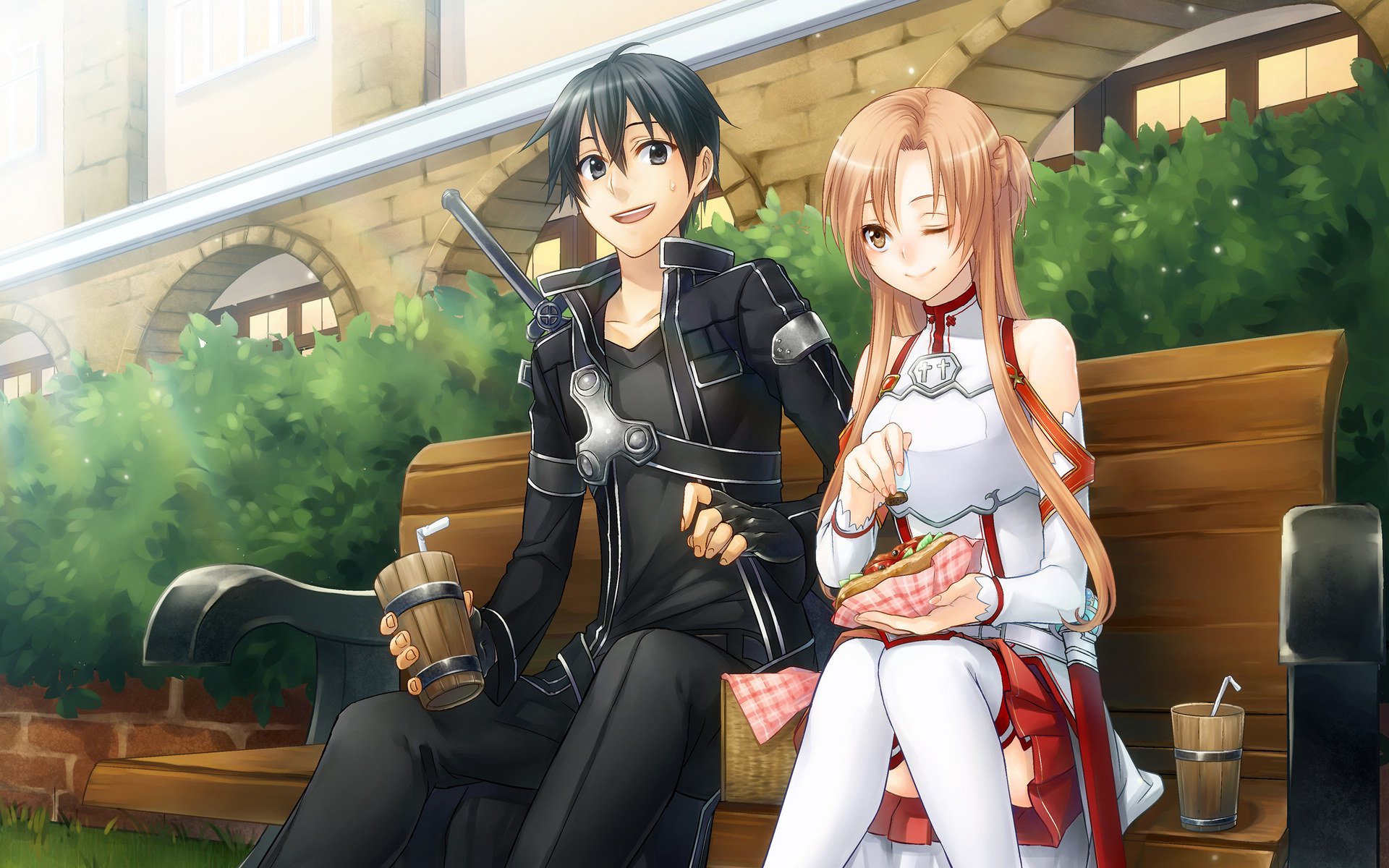 anime art sword art online yuuki asuna kirito guy girl