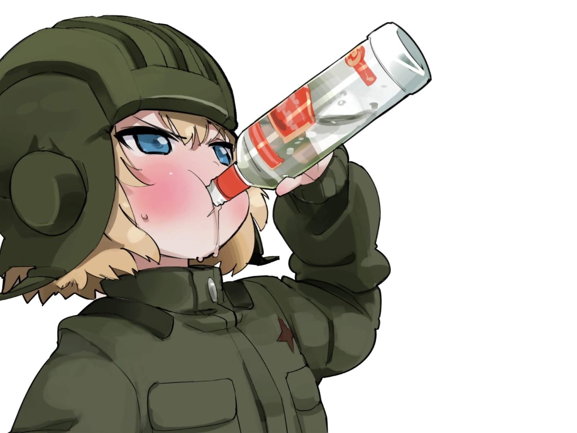 anime kunst mädchen tankerin wodka stereotypen harepore katjuscha mädchen und panzer gehobene klasse