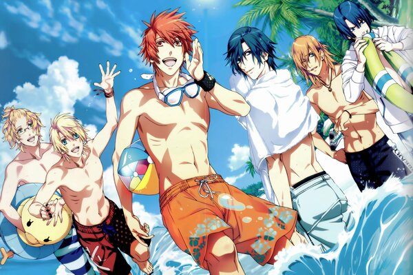 Anime Jungs am Sommerstrand