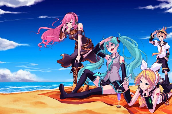 Anime-Freunde am Meer