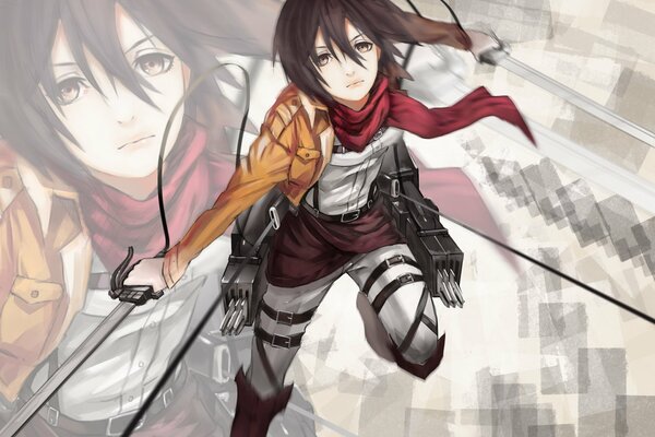Anime dziewczyna Mikasa atak na Tytana