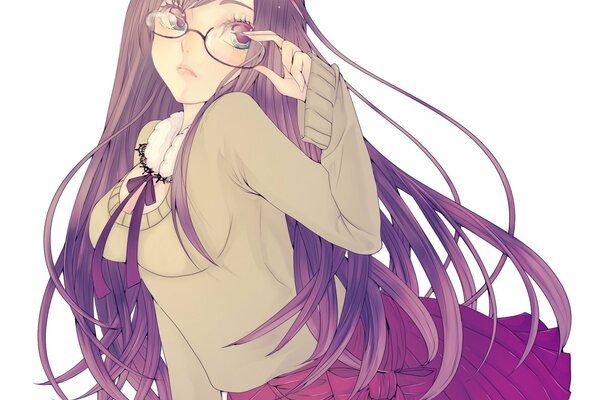 Girl with glasses on a white background art