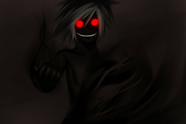 Fantôme noir avec des yeux rouges brûlants