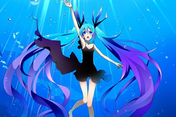 Anime Tempo art on a blue - blue background