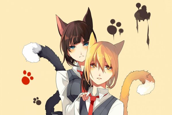 Anime Mädchen Katze in Schuluniform