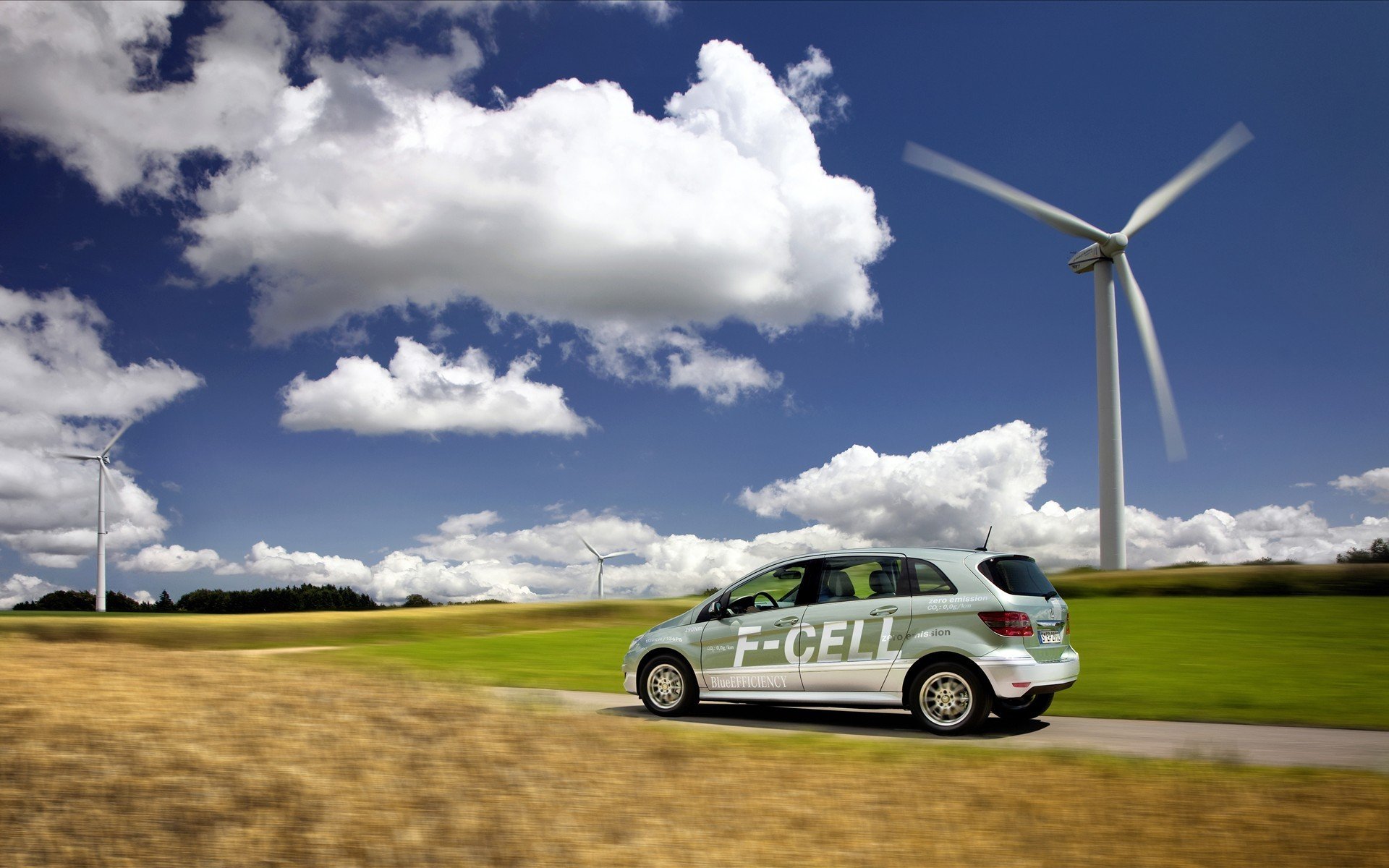 mercedes f-cell éolienne nuages