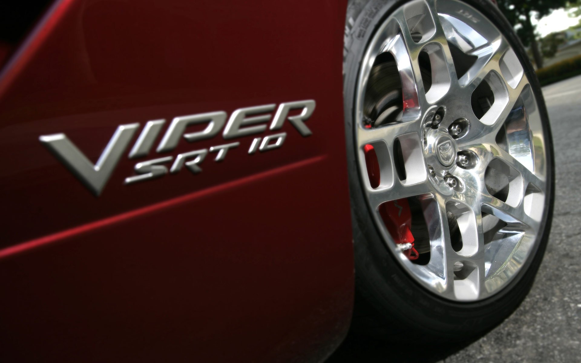 dodge viper red close up