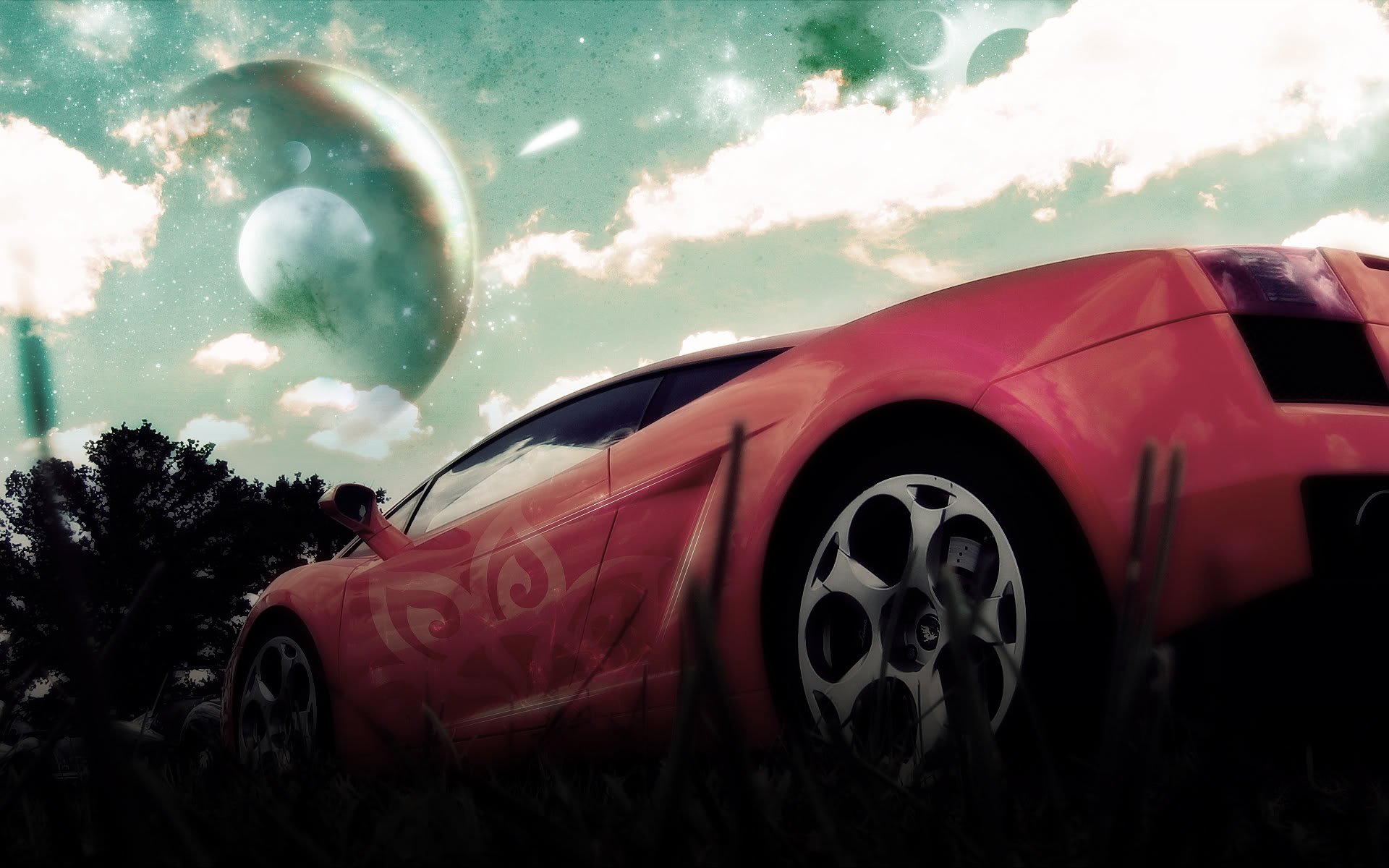 lamborghini antrieb rot himmel planet