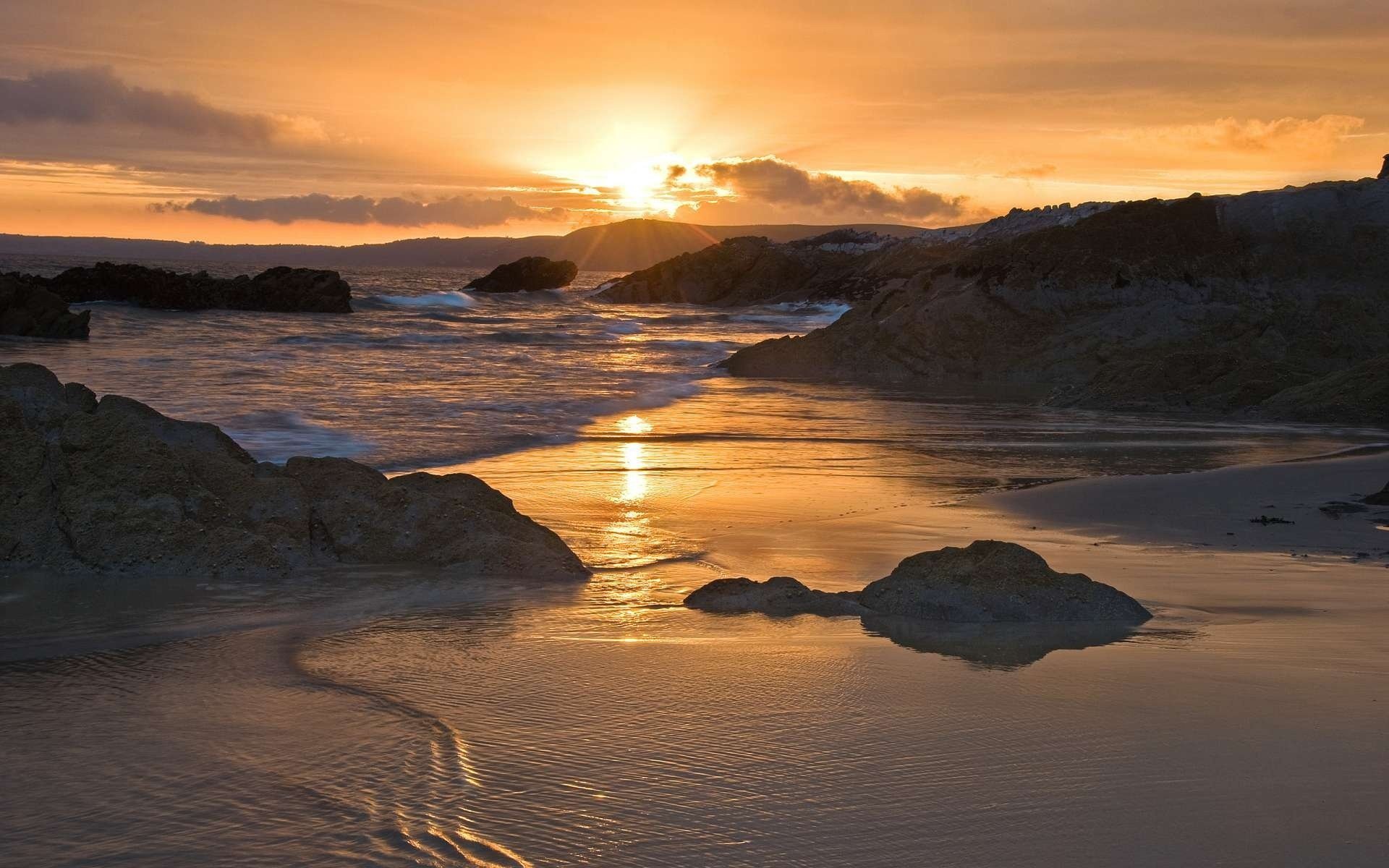 landschaft meer strand sonnenuntergang