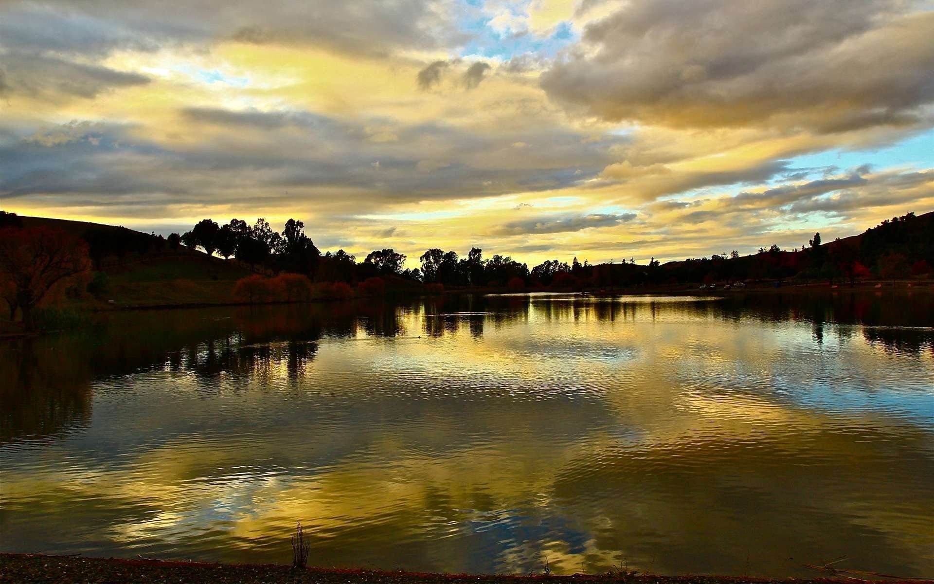 landschaft see sonnenuntergang