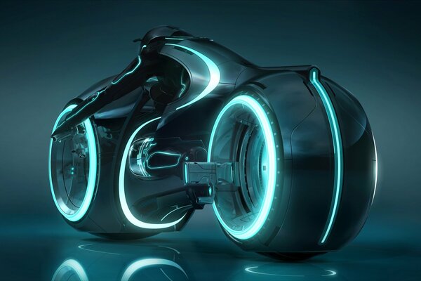 Luce al neon di una moto moderna sportiva