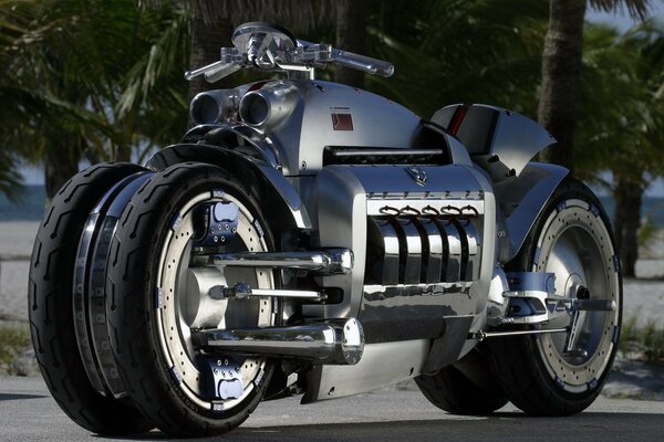 Futuristic big and powerful motorcycle