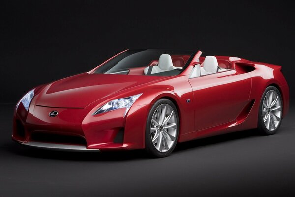 Lexus lf-a concept car rouge sur fond sombre