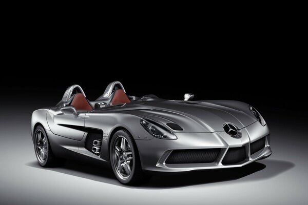On a gray background Mercedes Benz roadster