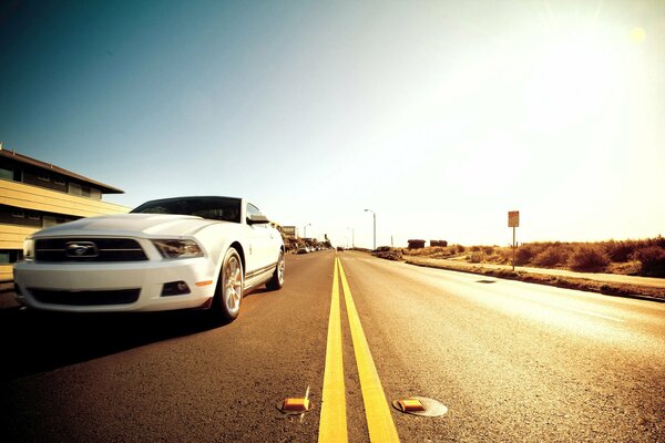 Ford Mustang Frontalfoto auf der Straße