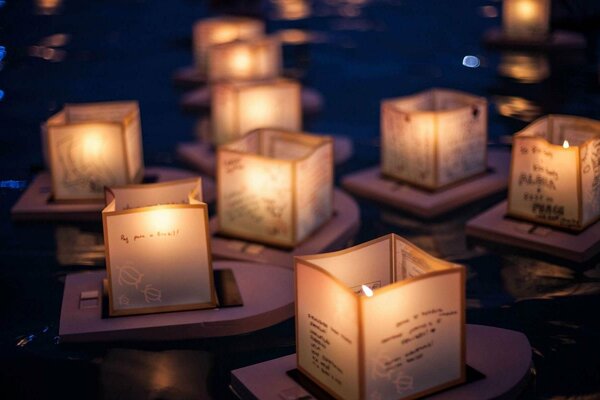 Lights on the water and beautiful lanterns