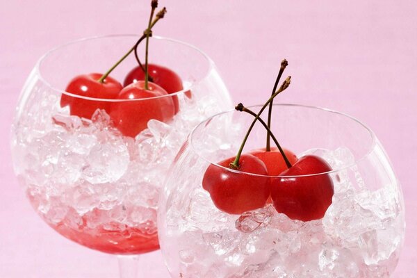 Glass with ice and cherry