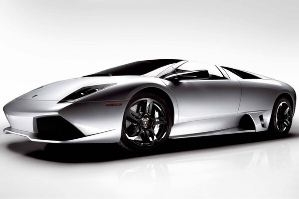 Lamborghini argent brillant sur fond blanc