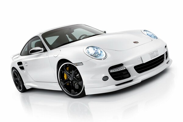 White Porsche on a white background