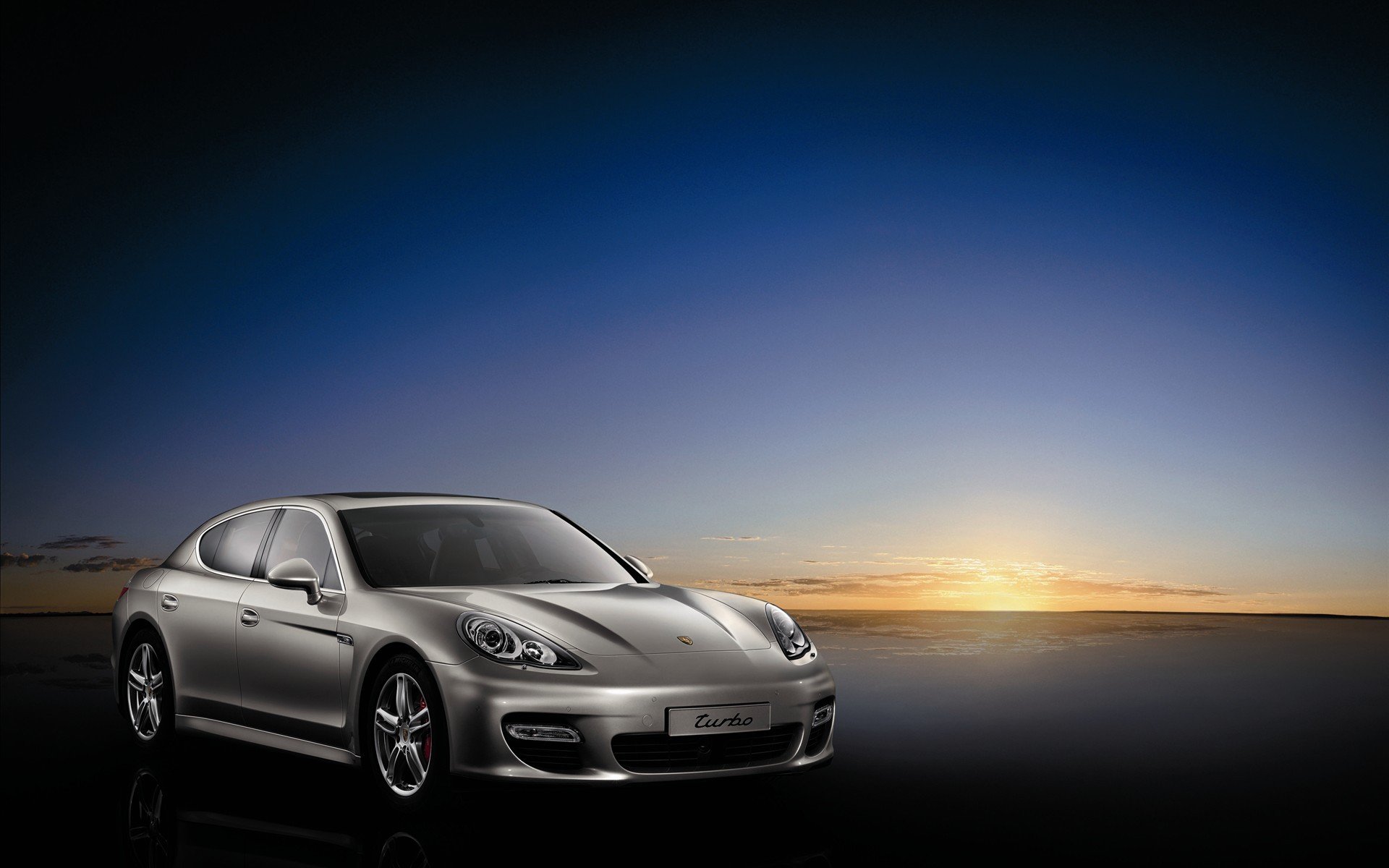 porsche silver sunset