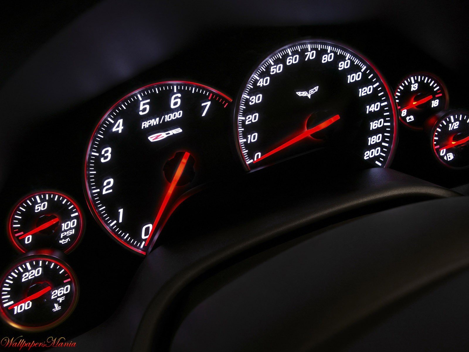 chevrolet corvette z06 instruments panneau compteur de vitesse tachymètre flèches